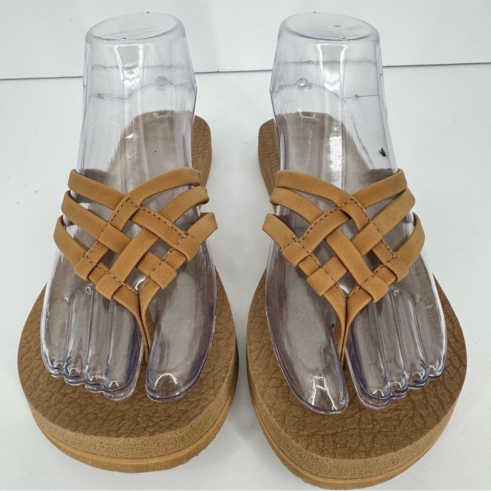 Sanuk Women Tobacco Brown Tan Beige Yoga Sandy Sandals Comfort Casual Everyday 6 - Picture 2 of 9